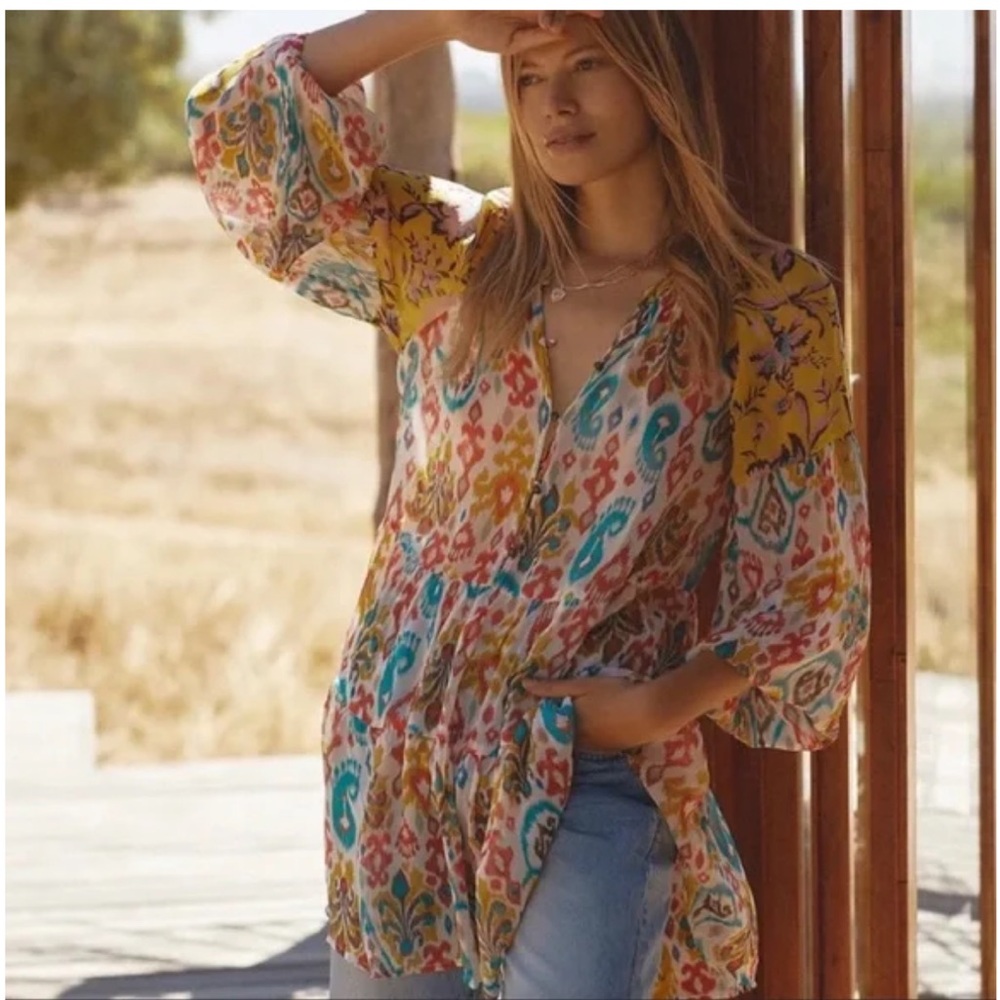 Anthropologie Maureen Babydoll Tunic Blouse Medium